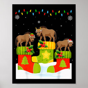 Affiche Lutin de rennes du Père Noël Wildebeest en chausse