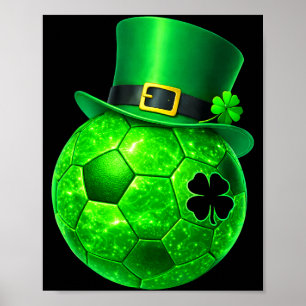 Affiche Lutin de trèfle drôle de football Saint-Patrick ho