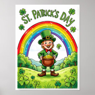 Affiche Lutin Gnome Saint-Patrick Fête du Trèfle