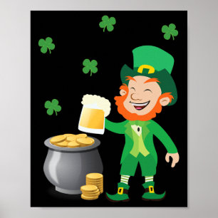 Affiche Lutin Irlandais Avec Pot D'or St. Patrick's Day