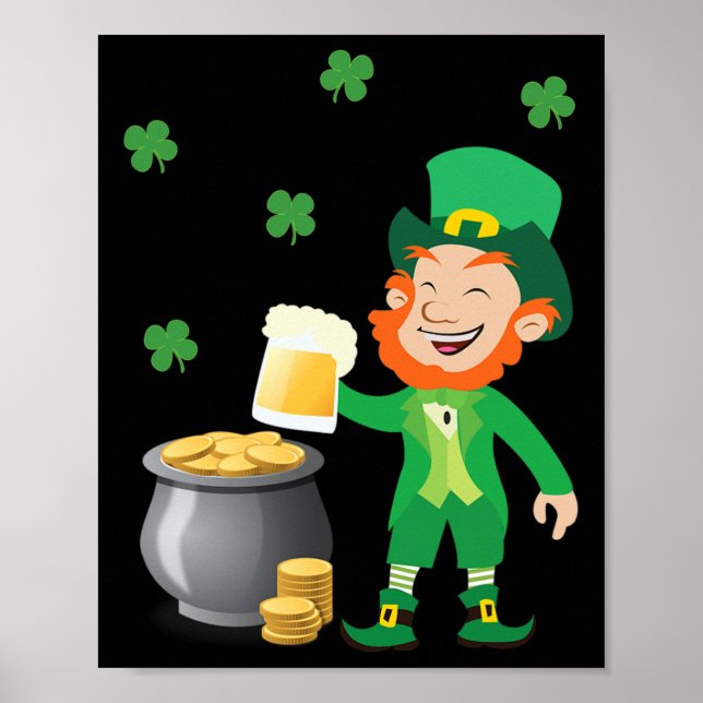 Affiche Lutin Irlandais Avec Pot D'or St. Patrick's Day (Devant)