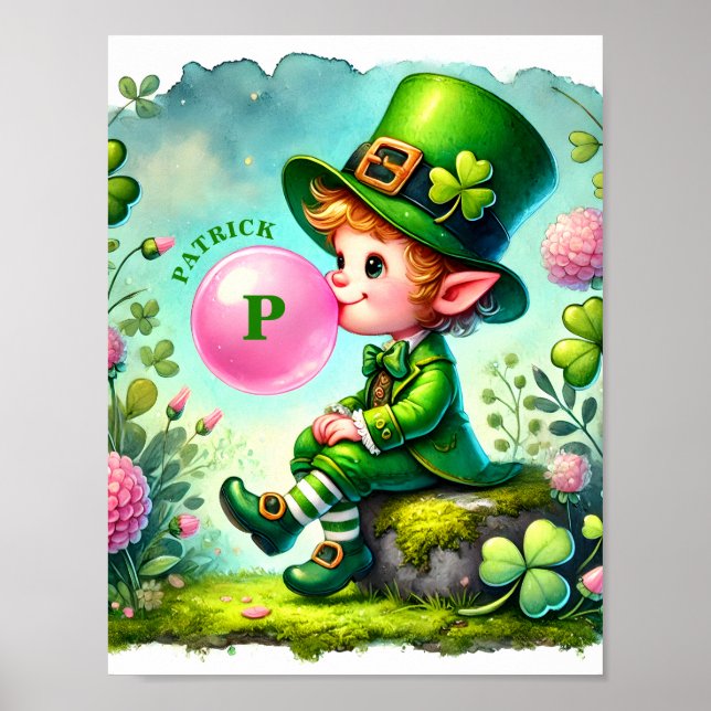 Affiche Lutin qui souffle du bubble gum Jour de la Saint-P (Devant)