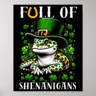 Affiche Lutin Trèfle Feuille Geckos Léopard St Patrick