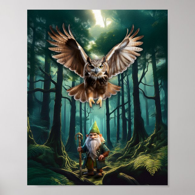 Affiche Lutins des forêts avec leur chouette hulotte garde (Devant)