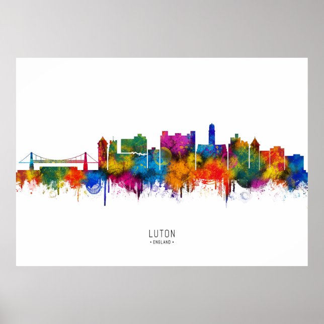 Affiche Luton England Skyline (Devant)