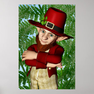 Affiche Lutrin de lutin shamrock Art folklorique irlandais