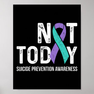 Affiche Lutte Contre Le Suicide Ribbo Turquoise Et Violet