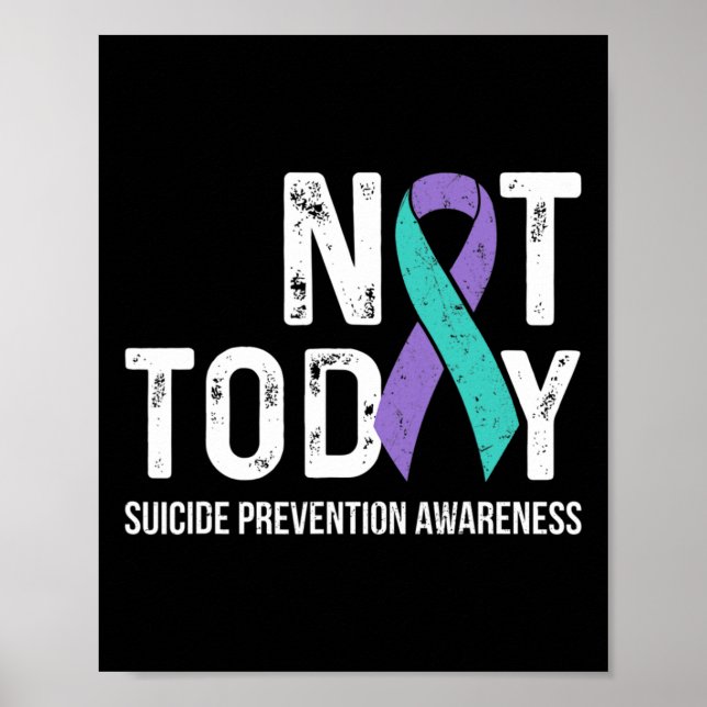 Affiche Lutte Contre Le Suicide Ribbo Turquoise Et Violet (Devant)