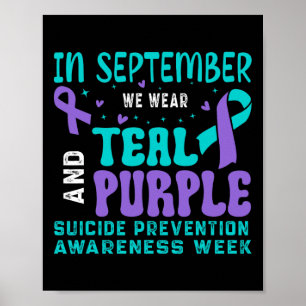 Affiche Lutte Contre Le Suicide Ribbo Turquoise Et Violet