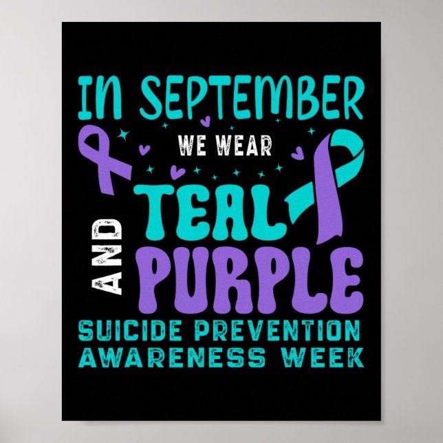 Affiche Lutte Contre Le Suicide Ribbo Turquoise Et Violet (Devant)