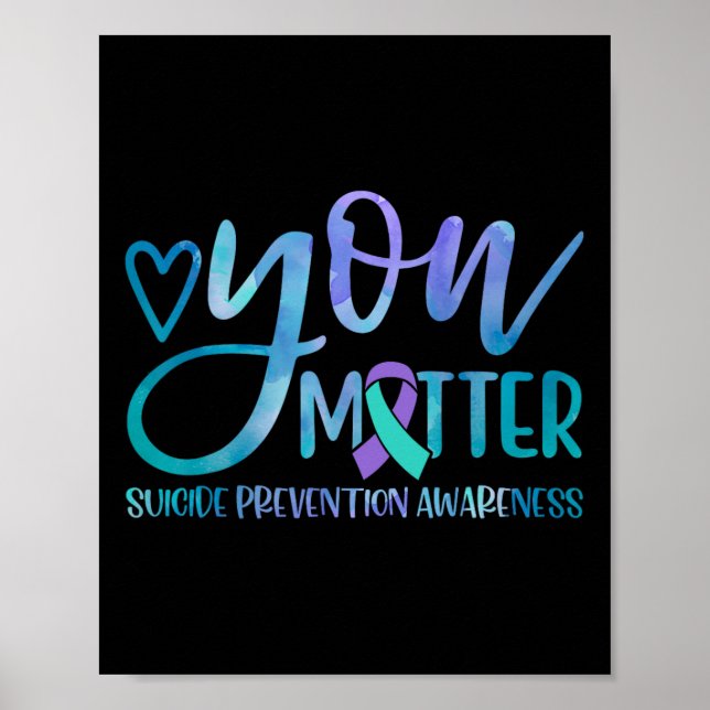 Affiche Lutte Contre Le Suicide Ribbo Turquoise Et Violet (Devant)