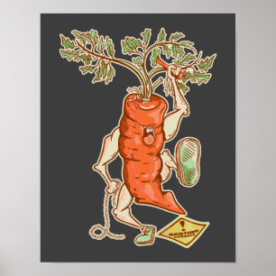 Affiche Lutte contre les carottes Légumes amusants
