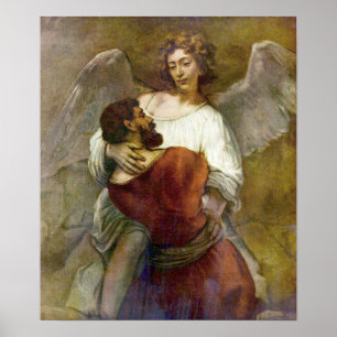 Affiche Lutte de Rembrandt - de Jacobs avec l'ange