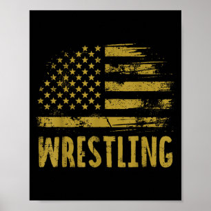 Affiche Lutte Drapeau Usa Lutte Patriotique Hommes Garçons
