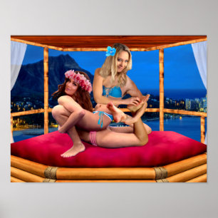 AFFICHE LUTTE FANTASTIQUE HAWAIENNE