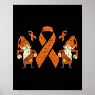 Affiche Lutte Gnome Orange Ribbon Leukemia Sensibilisation