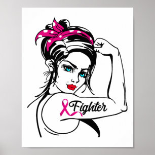 Affiche Lutte Rosie Le Riveter Sensibilisation au cancer d
