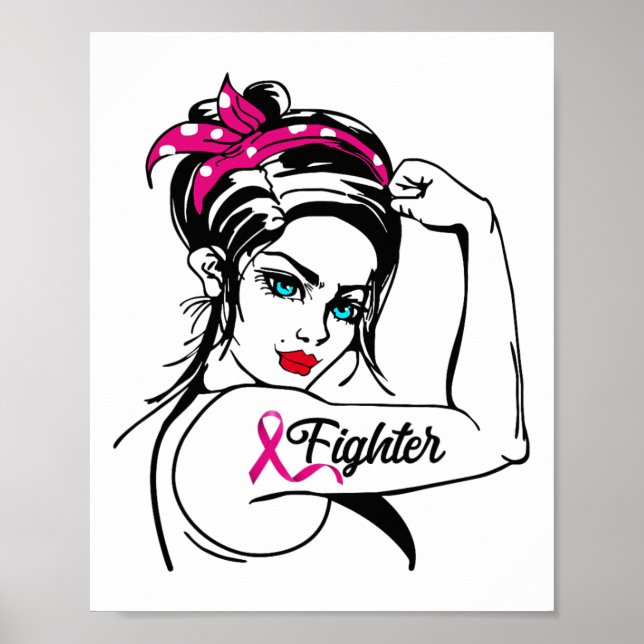 Affiche Lutte Rosie Le Riveter Sensibilisation au cancer d (Devant)