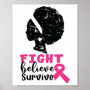 Affiche Lutter contre la croyance Survivre aux femmes noir