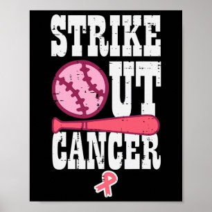 Affiche Lutter contre le cancer Baseball Sensibilisation a