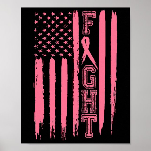 Affiche Lutter contre le cancer du sein Drapeau américain  (Devant)