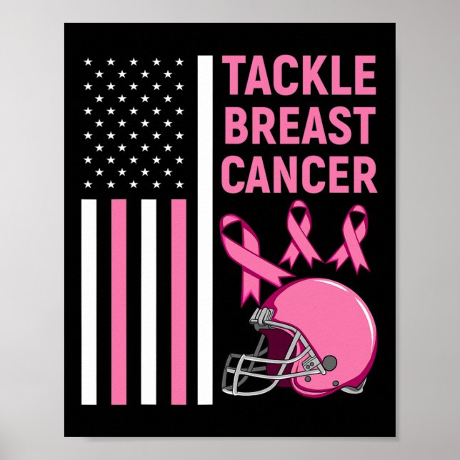 Affiche Lutter contre le cancer du sein Football drapeau a (Devant)