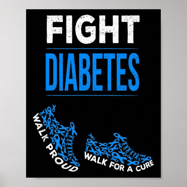 Affiche Lutter contre le diabète marcher pour un ruban de  (Devant)