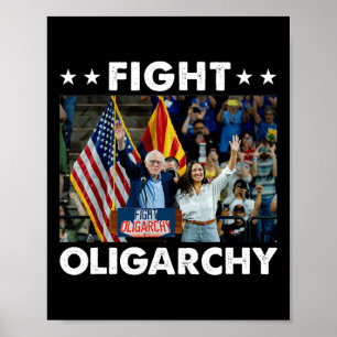 Affiche Lutter Contre L'Oligarchie Bernie Sanders Et Aoc N