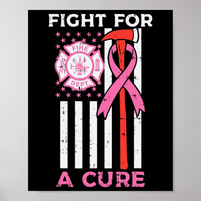 Affiche Lutter Pour Un Pompier Cure Us Drapeau Cancer Du S (Devant)