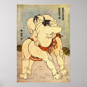 Affiche Lutteurs de sumo de Hokusai