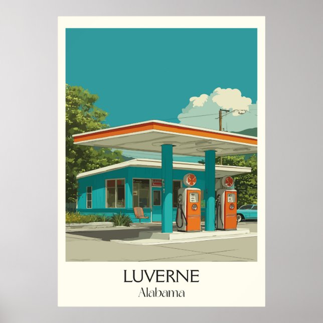 Affiche Luverne Alabama Ancienne Station-Service (Devant)