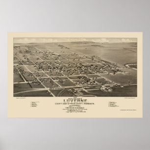 Affiche Luverne, MN Carte panoramique - 1883
