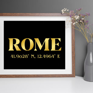Affiche Lux Gold Rome Latitude & Longitude