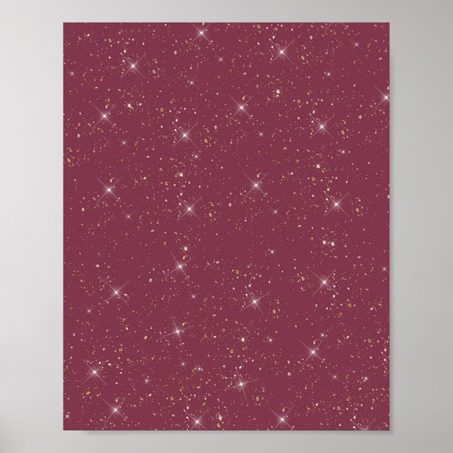 Affiche Luxe bordeaux brillant parties scintillant d'or co (Devant)