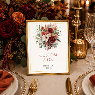 Affiche Luxe Bourgogne Or Eucalyptus Automne tabletop pers