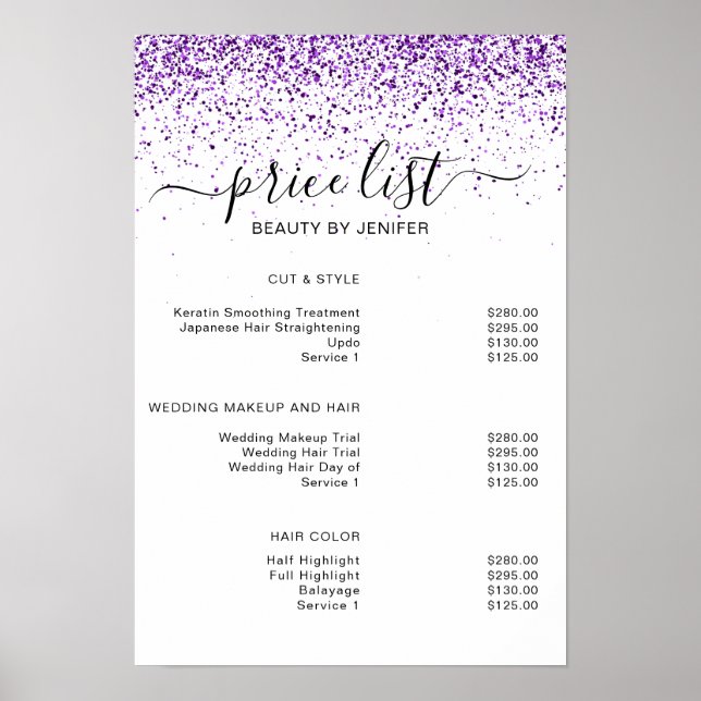 Affiche Luxe gouttes parties scintillant violet Salon (Devant)