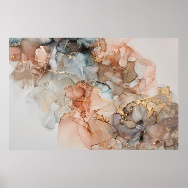 Affiche Luxe naturel peinture abstraite d'art fluide en al (Devant)