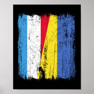 Affiche Luxembourg Ukraine Demi-drapeau Luxembourgeois Ukr