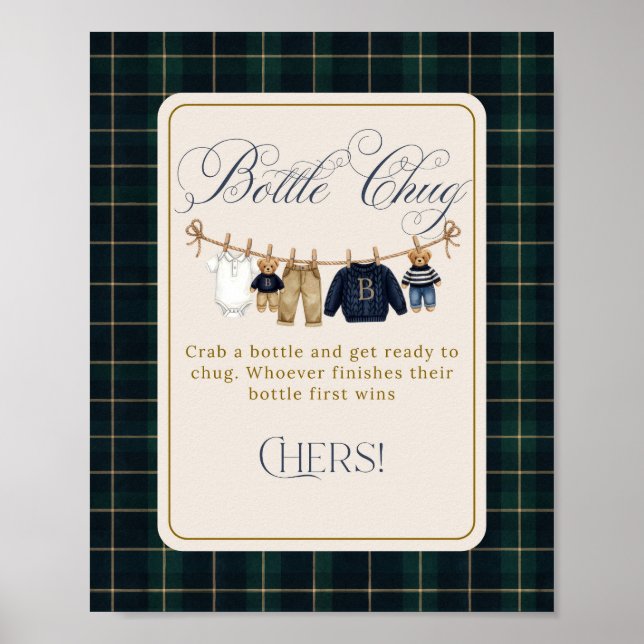 Affiche Luxsary  Bear Plaid Baby Shower Bottle Chug (Devant)