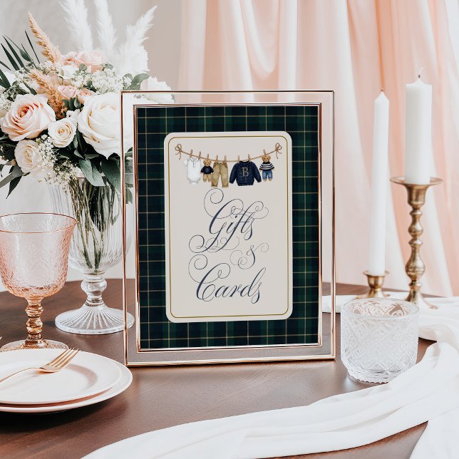 Affiche Luxsary  Bear Plaid Baby Shower Gift Card (Créateur téléchargé)