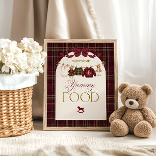 Affiche Luxsary Teddy Baby Shower Fille Carreaux Nourritur
