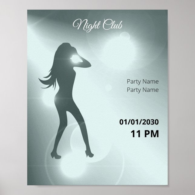 Affiche Luxueuse Eau brillant Fille dansante Silhouette (Devant)