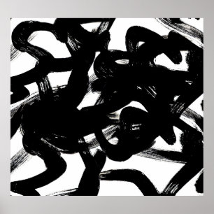 Affiche Luxueux Gold Art : Abstrait Black Stroke.