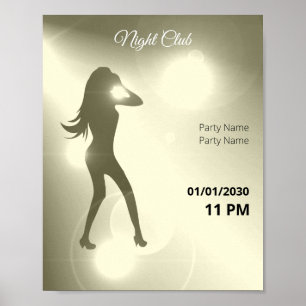 Affiche Luxueux Jaune brillant fille dansante Silhouette