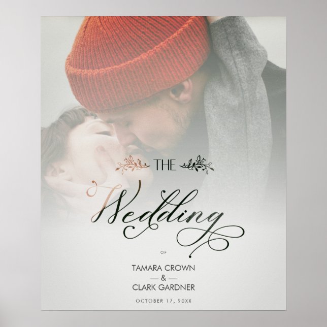 Affiche Luxueux Mariage Moderne Transparence Script Photo (Devant)