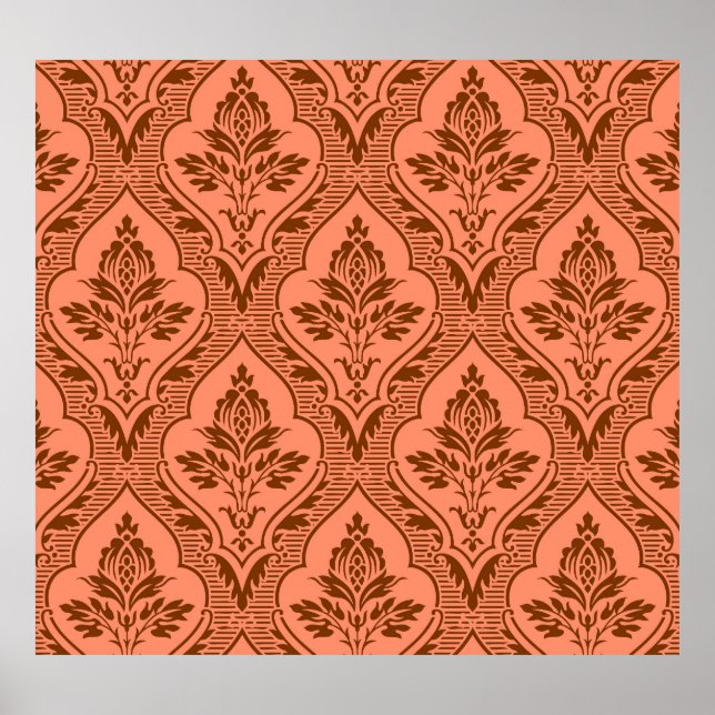 Affiche Luxueux Vintage Damask Texture sans Seamless (Devant)