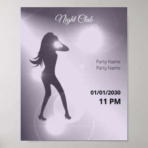 Affiche Luxueux Violet brillant fille de danse Silhouette