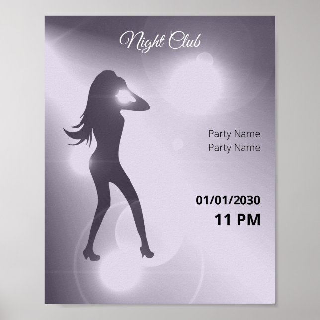 Affiche Luxueux Violet brillant fille de danse Silhouette (Devant)