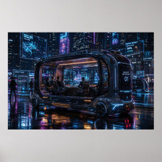 Affiche Luxury Autonomous Office Pod in Cyberpunk City 