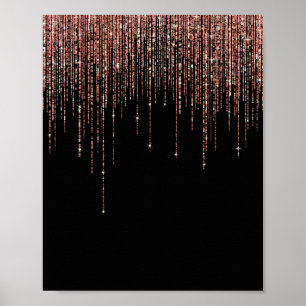 Affiche Luxury Black Rose Gold Sparkly Glitter Fringe